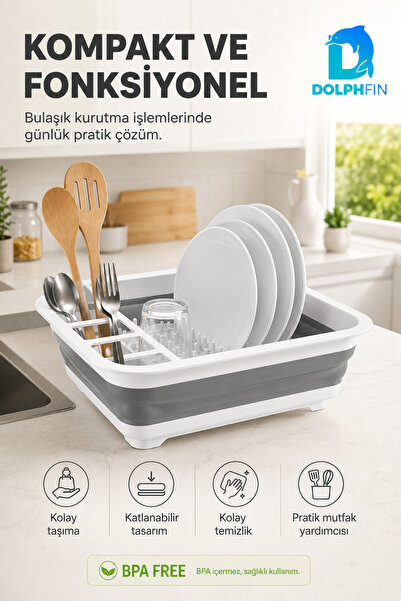 DolphFin Katlanır Tabaklık Mutfak Hazırlık Servis ve Düzen Bulaşıklık