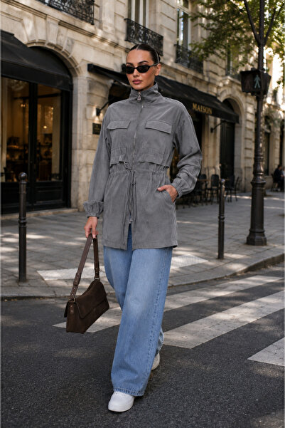 WestBound Women's Hakim Collar Waist-Tie Sports Cap Jacket