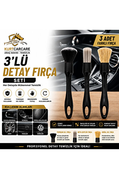KurtCarCare 3’lü Detay Fırça Seti