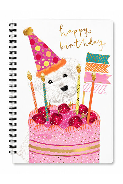 Panda 🎂   Happy Birthday A5 Spiral Notebook with Cake |   Striped Notepad | ...