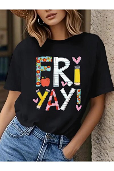 BASEPULSE تي شيرت كاجوال من Wo'S بطباعة "Fri-Yay" |   تصميم الجمعة السعيدة بر...