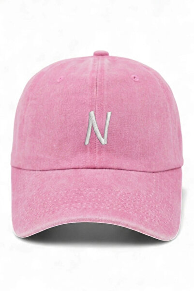 ŞapkaMania Letter N Powder Embroidered Washable Vintage Unisex Hat
