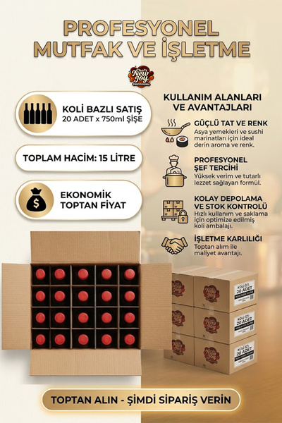 chef's new joy professional Dark Soya Sosu 750 ML x 20 Adet - 1 Koli (Koli Bazlı Avantaj Paketi)