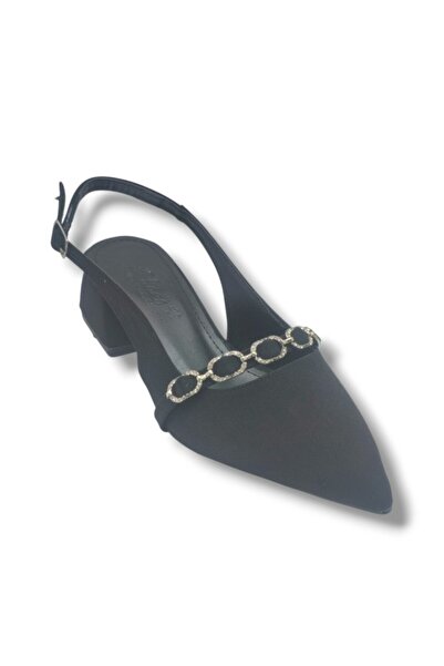 Defne 802-26 Suede Stripe Ellipse Stone Short Square Heel Women's Shoes
