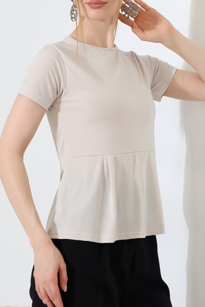 Sabr Sandy Fabric Short Sleeve Flounce Women's Blouse