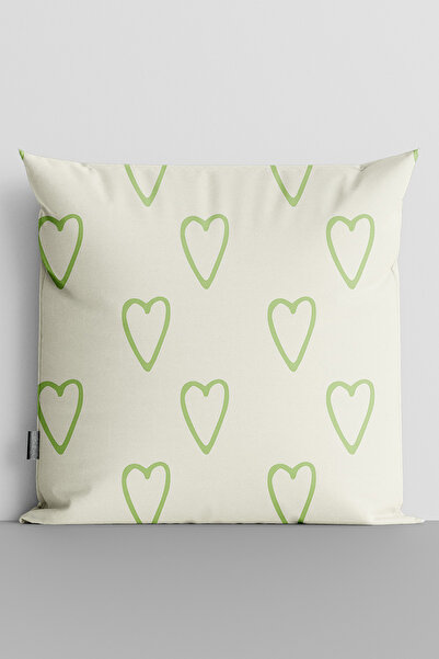 TicaretJet غطاء وسادة مطبوع رقميًا على الوجهين من Green Hearts - 2381