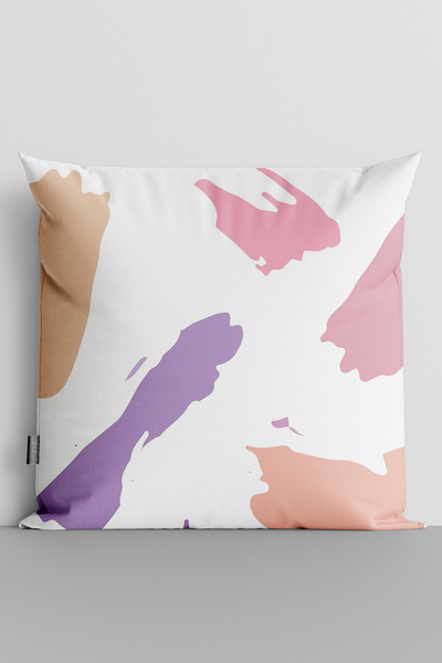 TicaretJet Colorful Shapes Double Sided Digital Printed Pillow Throw Pillow C...