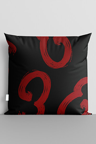 TicaretJet Burgundy Shapes Double-Sided Digital Printed Pillow Cover - 6188