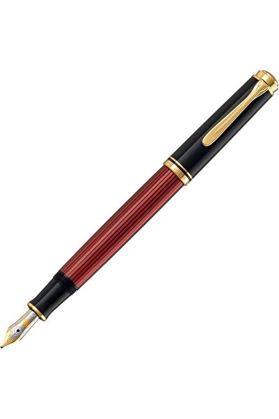 Pelikan قلم حبر سوفران M600، رأس عريض، أسود/أحمر، قلم واحد في العبوة