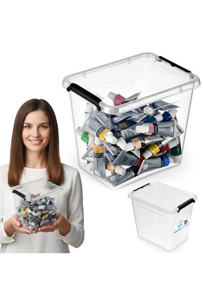 EDANTI Cutie de plastic transparentă cu capac, pentru depozitarea accesoriilo...