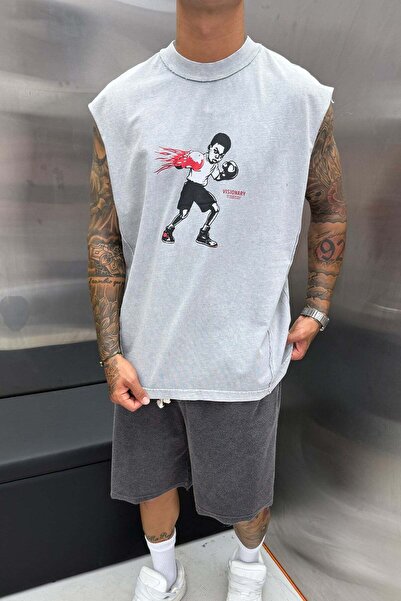NOMARC Gray Boxer Print Washable Oversize Tank Top