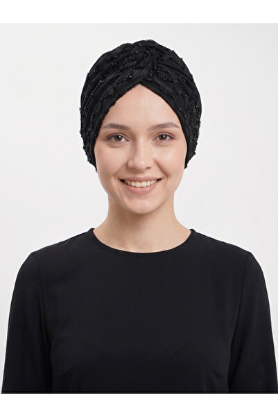 elysianfidan Twisted Agraf Lined Black Ready-To-Wear Turban Hijab Bonnet Suit...