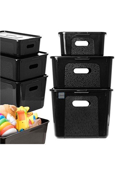 EDANTI Set de cutii din plastic 7/14/20 L cu capac pentru depozitare