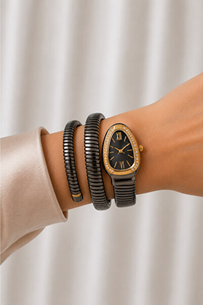 laria jewelry Dark Gray Vip Snake Watch, Serpent Model, Wrapped Around Women'...