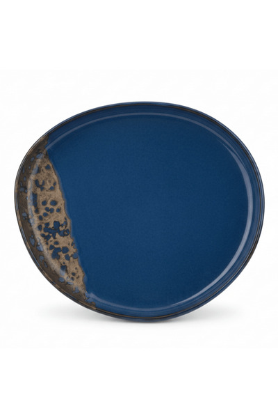 AKDC Navy Blue & Brown Reactive Glaze Ceramic Plate | 34 cm , 28 cm , 23 cm