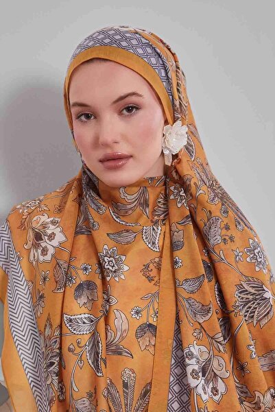 Levidor Mustard Tulip Pattern Sport Shawl