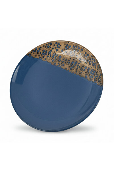 AKDC Navy Blue & Brown Round Speckled Ceramic Dinner Plate 28 cm