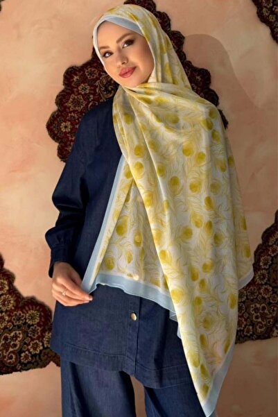 Şulemoda Giyim Feather Patterned Shawl Yellow