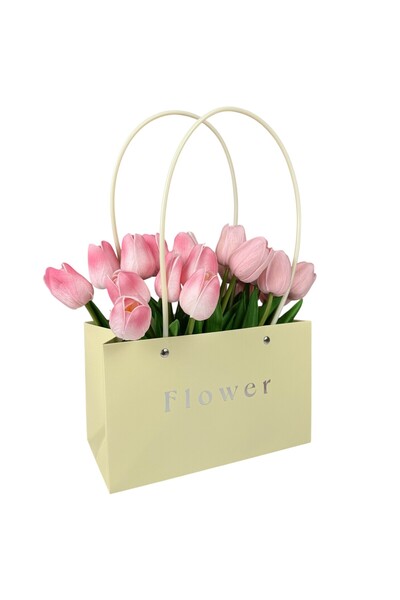 OEM Set 10 Pachete pentru Flori Hârtie Galben 22x10.5x13.5