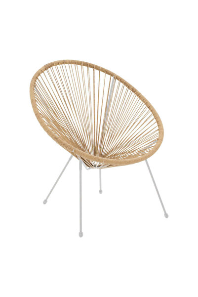 Adore Fotoliu Acapulco, Metal și Rattan , Alb-Natur, 68x74x84 cm