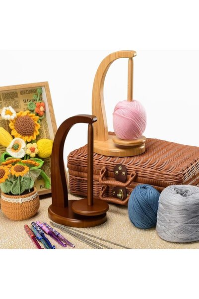 LİVA CRAFT Art & Craft Ahşap Yün Tutucu Stant, İplik Tutucu, Karışmayı Önler Kolay Kullanılır