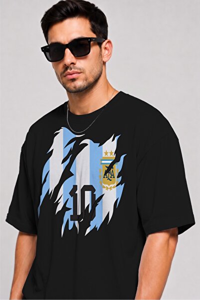 Moda Minimo Unisex Oversize T-Shirt Argentina Printed Black T-Shirt World Cup...