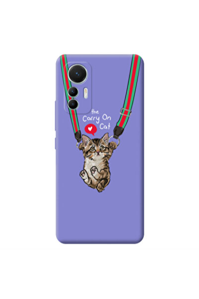 Other Xiaomi Mi 12 Lite Swinging cat Purple Colored Silicone TPU Θήκη