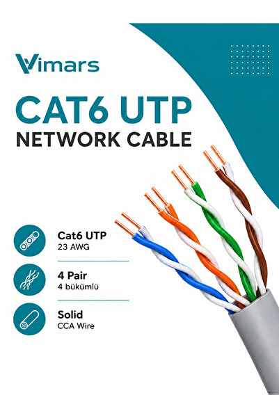 vimars CAT6 23AWG 305 Metre 0.50mm Gri UTP Ethernet İnternet Kablosu