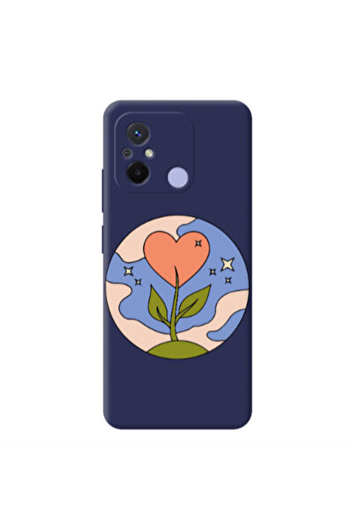 Other Xiaomi Redmi 12C Hearted Flower Dark blue Colored Silicone TPU Θήκη