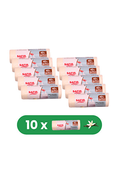 SAFİR Set de 10 role Saci Menajeri 40L cu mâner, 20 bucăți/rolă, cu parfum de...