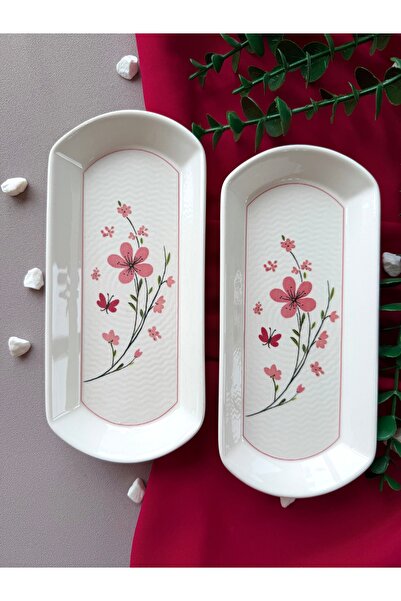 Yiğit Seramik Züccaciye Bahar Model 2-Piece Cheese Plate / Oval Presentation ...