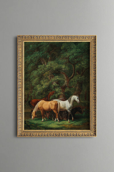 epiqart Horses - Vintage Patterned Painting - Fine Model