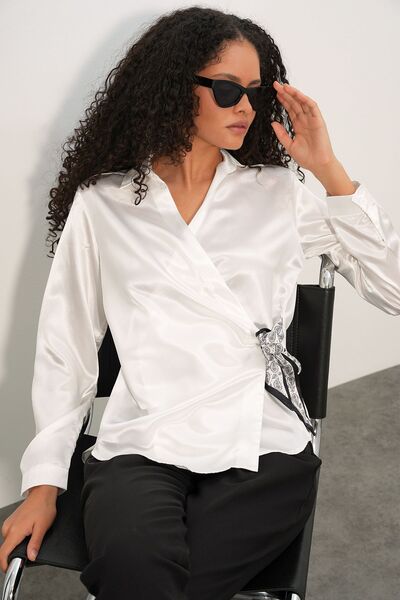 Hiccup Bdart Women's Satin Tie-Up Shirt