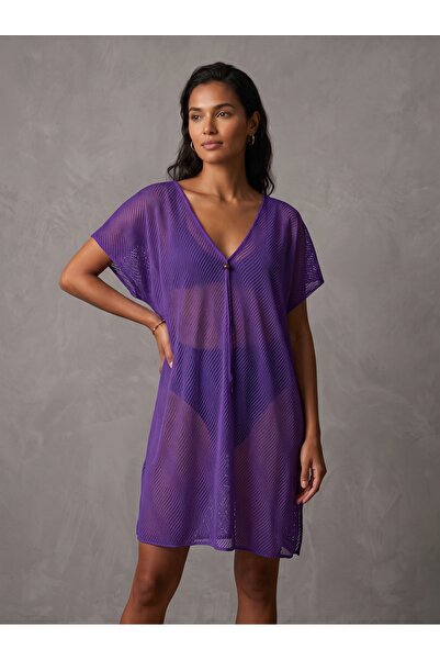 Donnita Donlaritta Women's Patterned Perforated Beach Pareo Beach Dress, V-Ne...