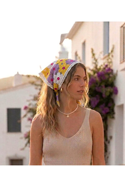 destini Women's Knitted Bandana Hair Bandana Waist Bandana Granny Square Bandana