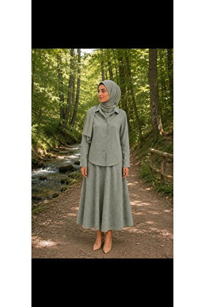 Azda Suit, Linen Fabric, Suit with Skirt
