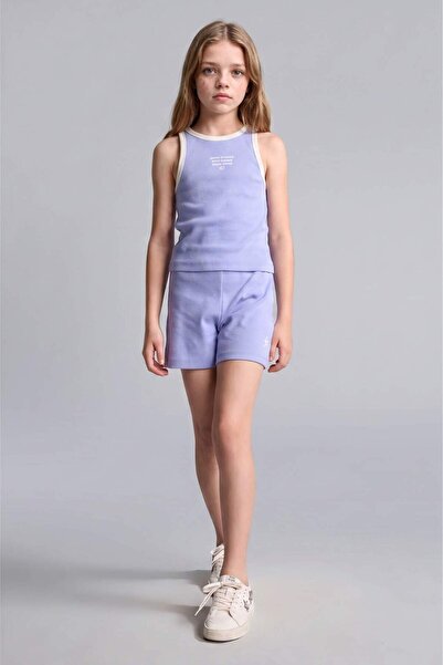 DeFacto Ribbed Shorts Athlete 2-Piece Yellow Set Girls I0043A826Hs