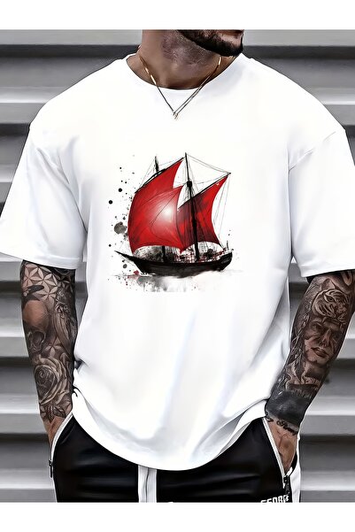 BASEPULSE 180G Lightweight Red Sailboat Graphic T-Shirt Men - Perfect Family ...