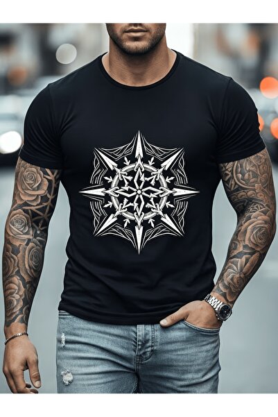 212Wear Men's Pure Cotton T-shirt, Vintage Compass Star Print Design, Summer ...
