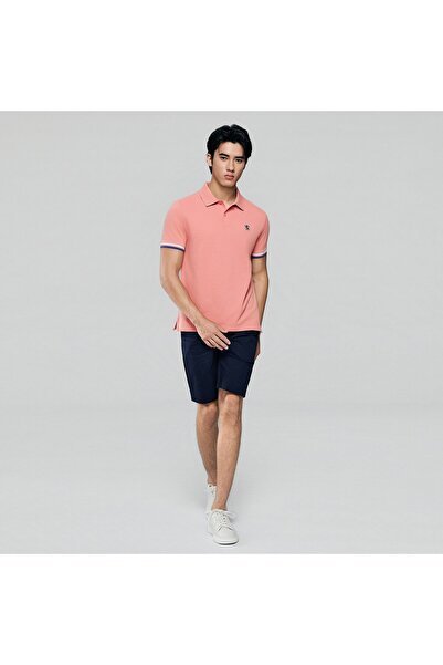 Giordano قميص بولو رجالي ضيق مطرز بلون سادة