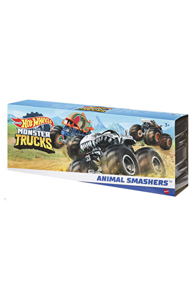 HOT WHEELS Set de 3 mașini de jucărie Monster Trucks, Animal Smashers, 3 ani+