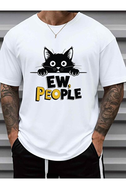 1001 Line تي شيرت رجالي بطباعة "EW People" مضحكة، 180 جرام، ثقيل الوزن، 100% ...
