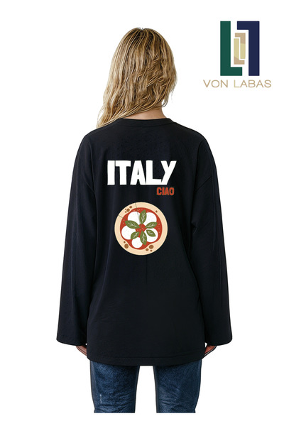 Grafftee Clothing Country Aesthetic (με θέμα τις χώρες) Μαύρο μακρυμάνικο μπλ...