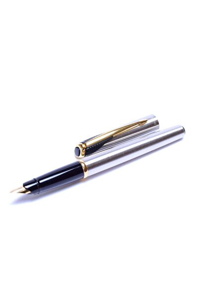 Parker Inflection Fountain Pen made of polished matte stainless steel with a ...