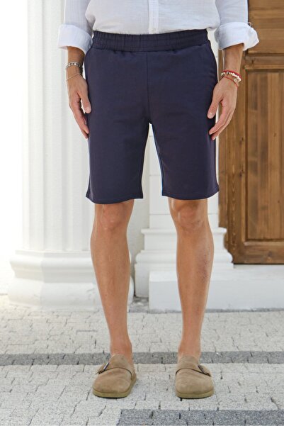 Shooter Sportswear شورت رجالي قطني بخصر مطاطي وجيب بسحاب، شورت رياضي كاجوال