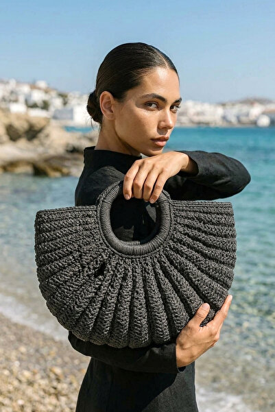 Marina Swimwear حقيبة منسوجة يدويًا من القش - أسود CNT2603-4