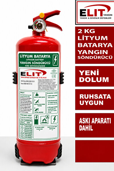 ELİT YANGIN VE GÜVENLİK SİSTEMLERİ 2 KG LİTYUM PLUS ELEKTİRİKLİ ARAÇ YANGIN T...