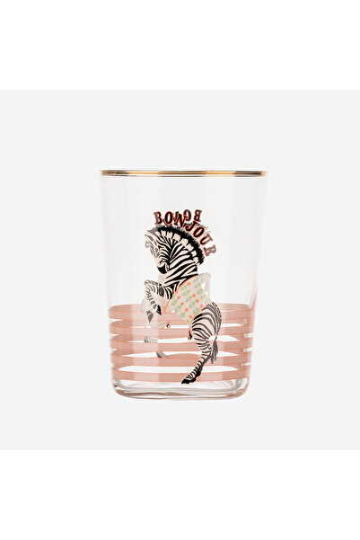 YVONNE ELLEN Animals Zebra Pink Glass Water Cup 500 ml