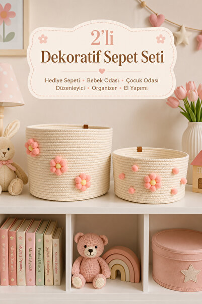 LİSYA HOME Bebek Çocuk Odası Oyuncak Sepeti Hediye Sepeti Saklama Kutusu Düze...