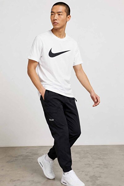 Nike Sportswear Men's White Logo Printed T-Shirt Cotton Casual Sports Short S...